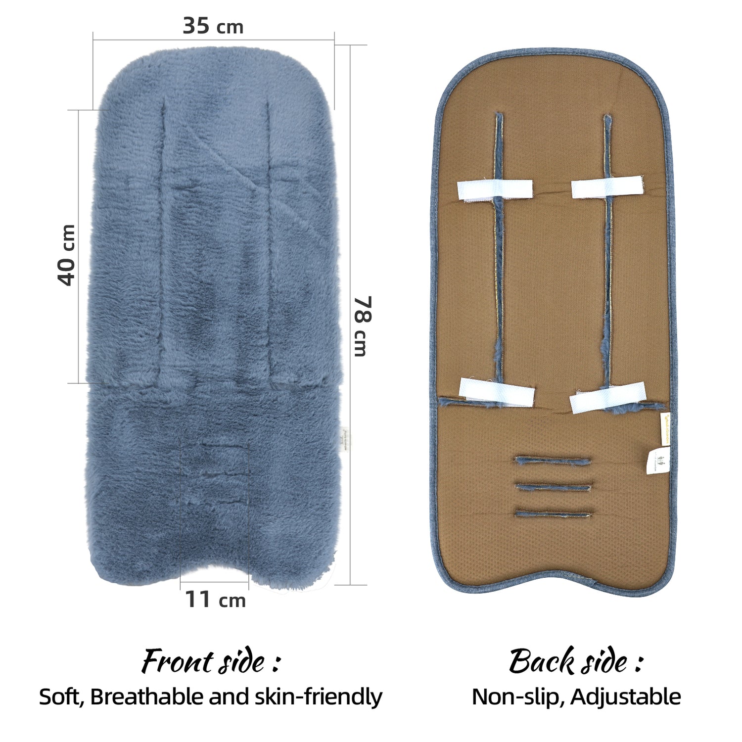 Baby Stroller Cushion Winter Warm Stroller Seat Liners 78 x 35cm Breathable Universal Newborn Carriage Cushion Faux Sheepskin Soothing Silky Soft Baby Seat Pad Liner for Stroller