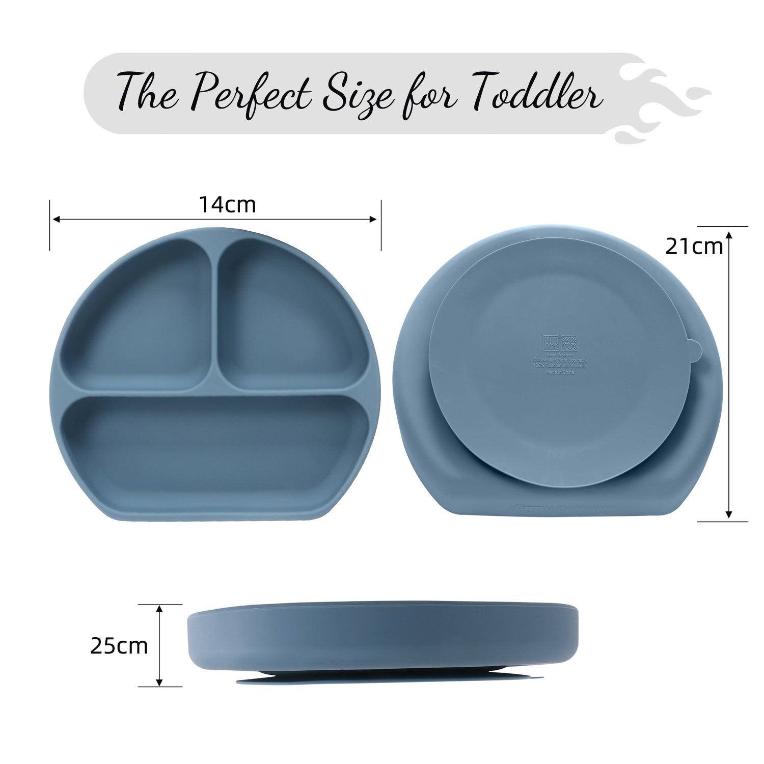 4 Pcs Baby Silicone Feeding Set - Bowl&Divided Plate&Adjustable Bib&Soft Spoon-BPA Free Tableware Self Feeding Set-Easily Clean Infant Training Eating Utensils