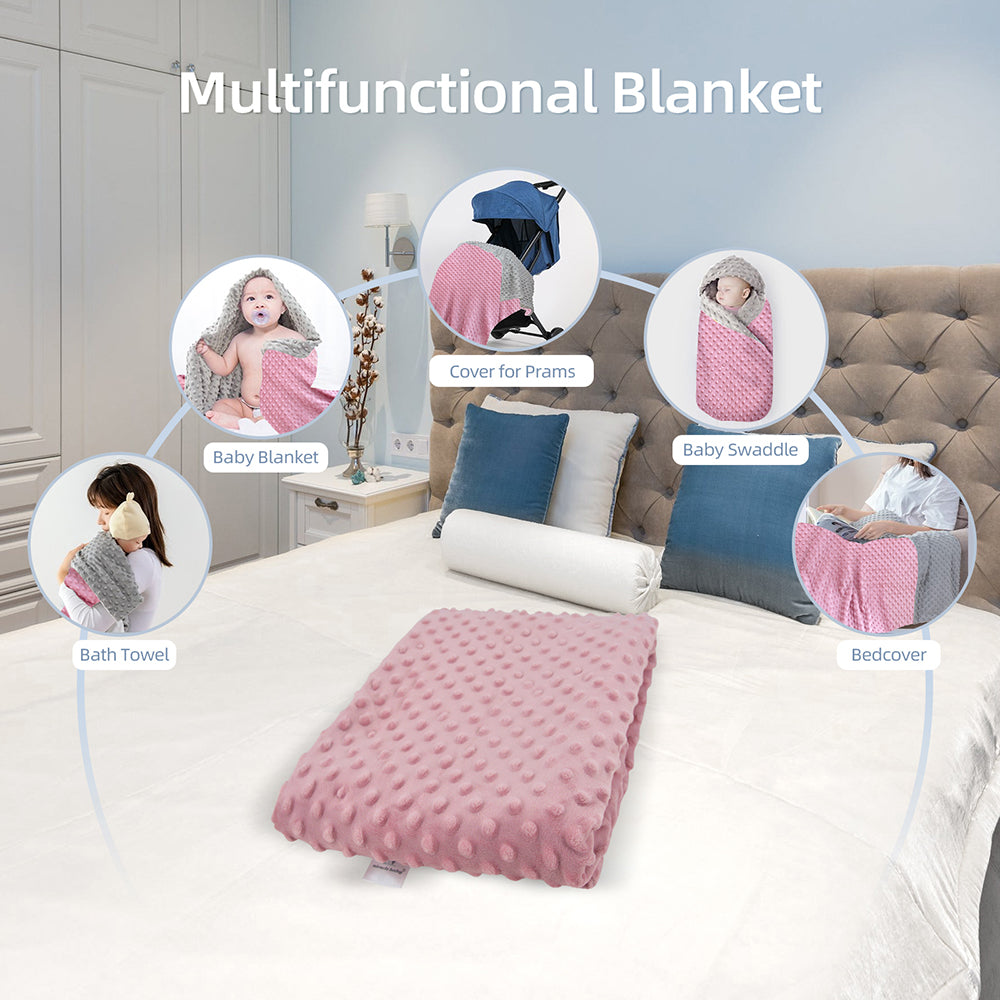 Baby Blanket Double Layer Minky Baby Blanket with Double Side Dotted Backing Ultra Thick Bed Throws Fleece Plush Baby Blanket Super Soft Minky Dot Baby Blanket for Toddler