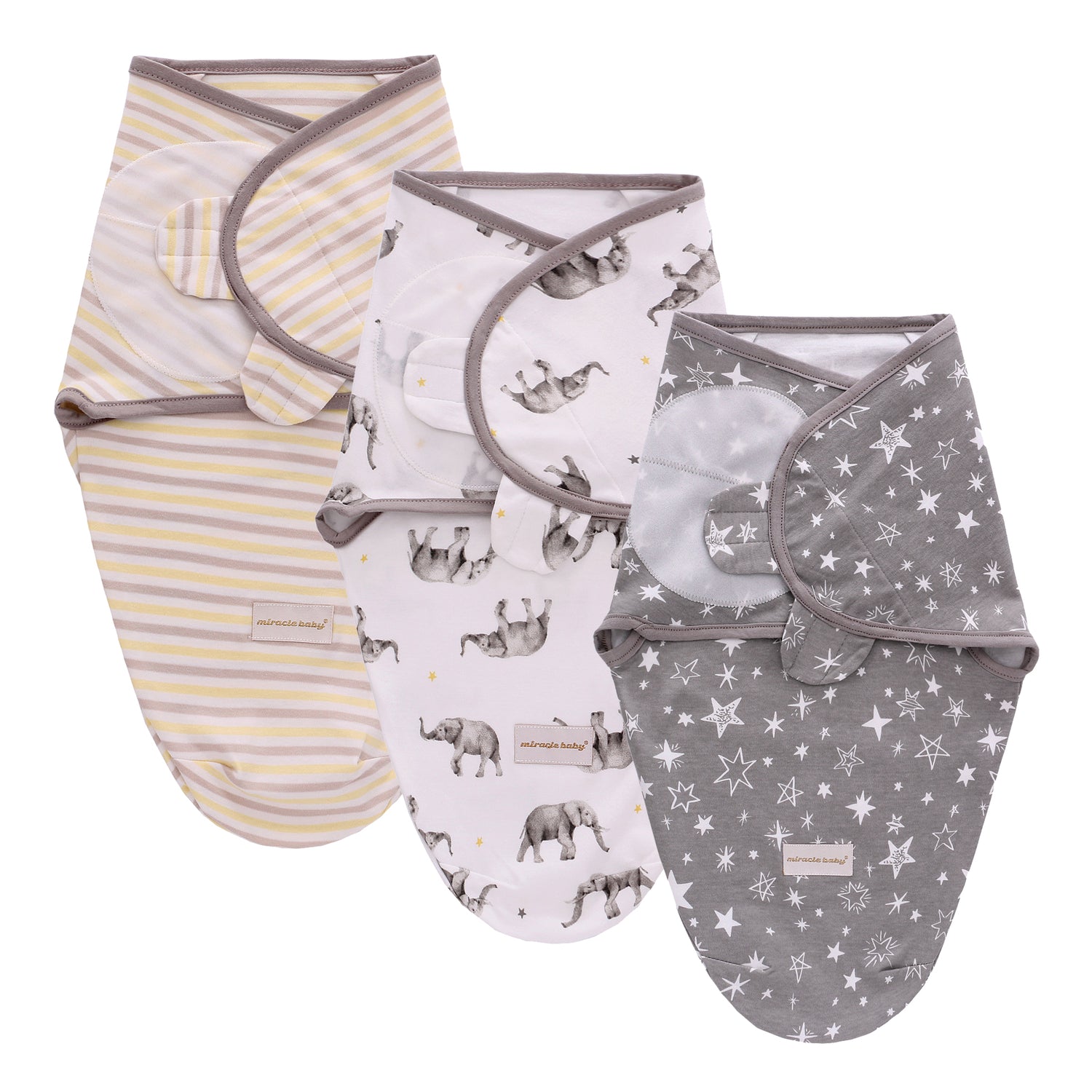 Miracle Baby 3-Pack Baby Swaddle Sleep Sacks 100% Cotton Newborn Baby Swaddles Baby Swaddle Blanket Wrap