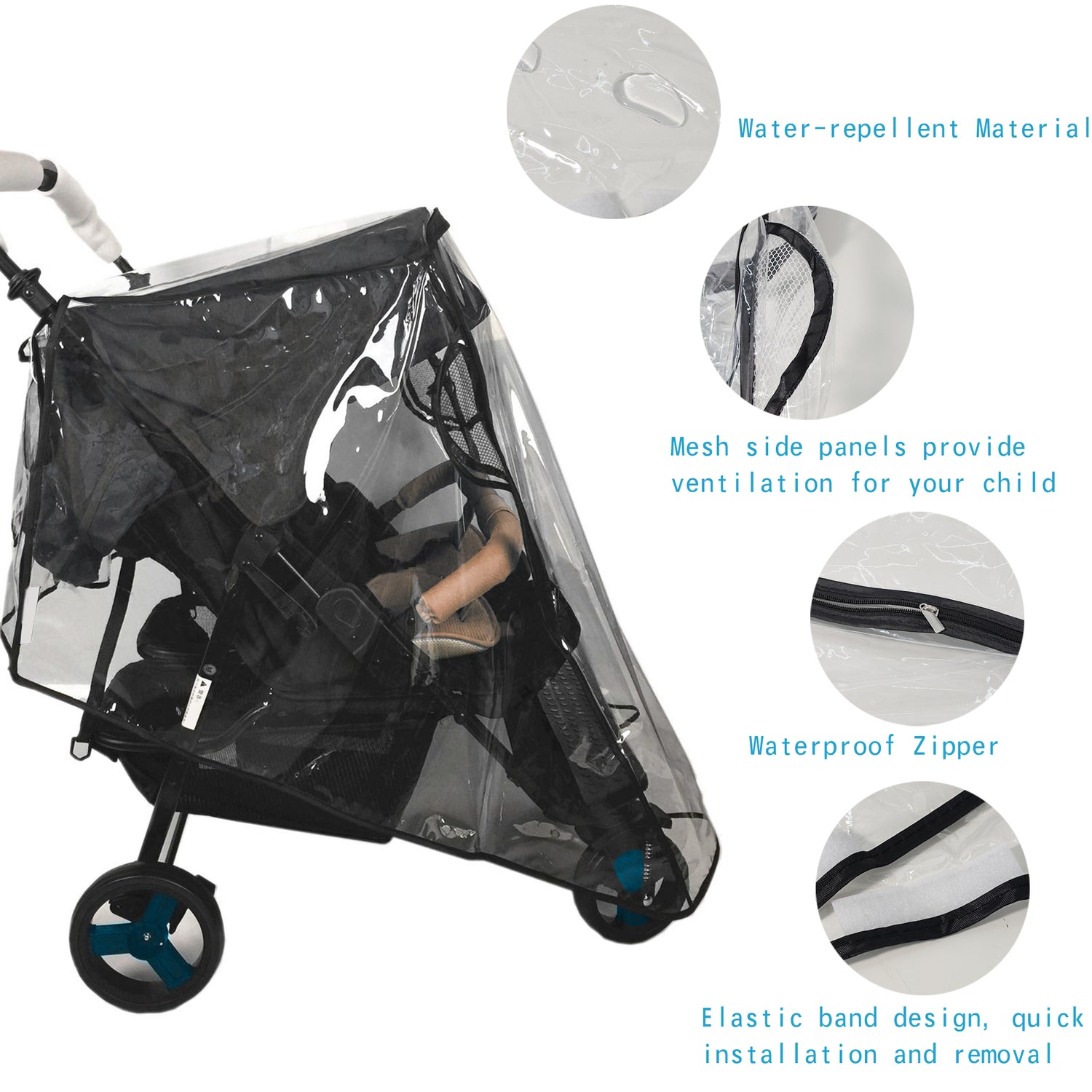 Miracle Baby Double Stroller Rain Cover, Universal Rain Cover for Double Stroller Side by Side, Twins Stroller Cover Baby Travel Weather Shields Fit Most Double Strollers, Baby Outdoor Accessories