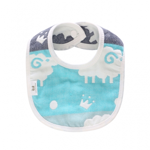 Baby Bibs, Baby 6 Layer Burp Cloth with Reversible Printed Design,Baby Feeding Drooling Teething Bibs with Snap(10.8''x7.8'')