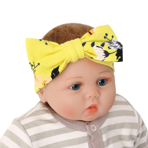 Top selling hair accessories soft custom flower print photography elastic infant baby girl headband with bow sets