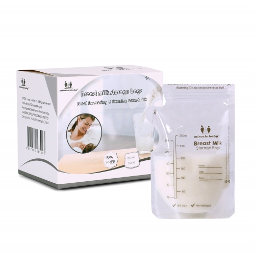 Breastmilk Storage Bags with Double Zipper Seal and Convenient Pour Spout for Storing and Freezing Breastmilk,Self Standing