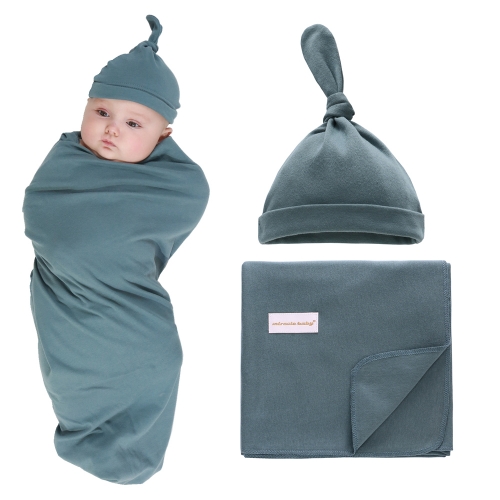 Baby Swaddle Blanket+Hat,Newborn Soft Cotton Muslin Cloth Swaddle Receiving Blanket Sets,Breathable Infant Shower Gifts Sets
