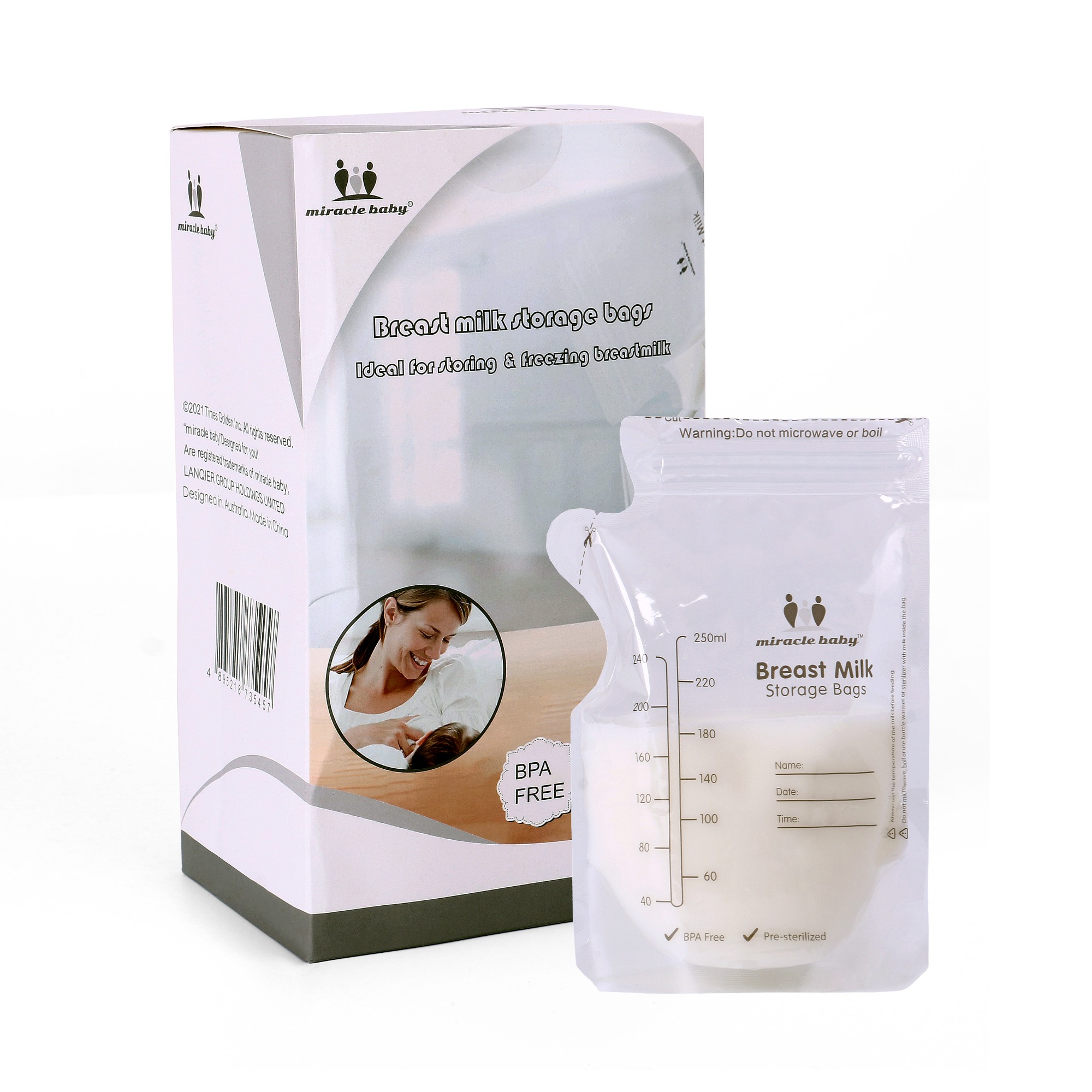 Breastmilk Storage Bags with Double Zipper Seal and Convenient