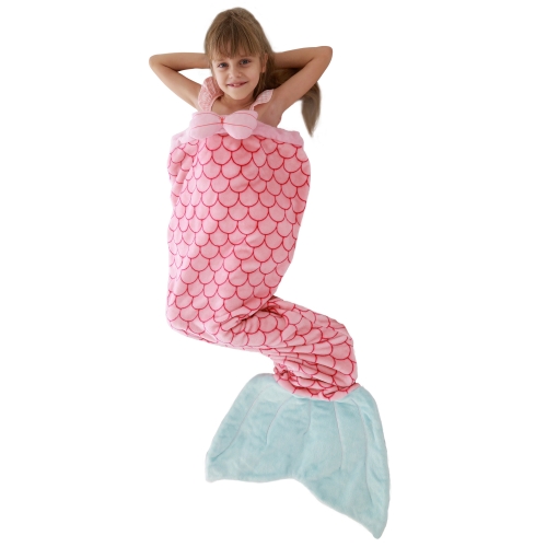 Mermaid Crocodile Shark Tail Blanket, Soft Flannel Fleece Snuggle Blanket Sleeping Bag for Kids Teen Girls